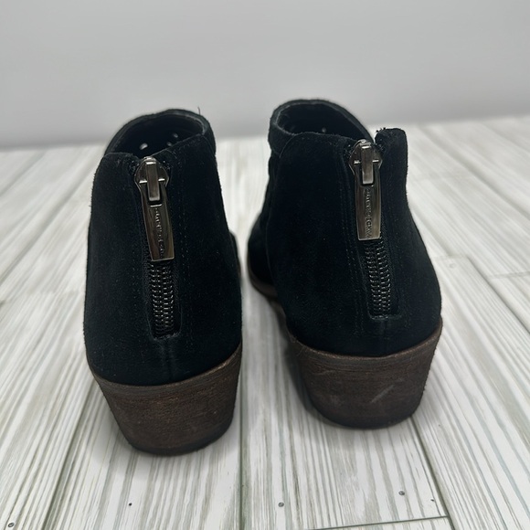 Vince Camuto Black Shoes Perforated Upper Leather Zip Ankle Booties Suede Size 6 - Picture 5 of 11